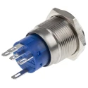 RS PRO Illuminated Push Button Switch Latching Panel Mount 19 mm Cutout SPDT Blue LED IP67 250 V AC 111-5802