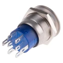 RS PRO Illuminated Push Button Switch, Latching, Panel Mount, 19 mm Cutout, DPDT, Blue LED, IP67, 250 V AC, 5A 111-5803