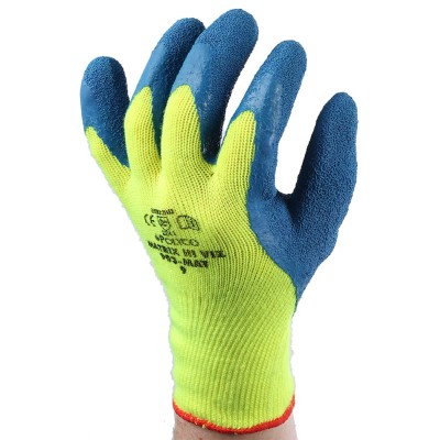 Polyco Healthline Blue Yellow Latex Work Gloves Size 9 Fleece Lining 903-MAT