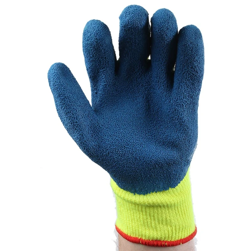 Polyco Healthline Blue Yellow Latex Work Gloves Size 9 Fleece Lining 903-MAT