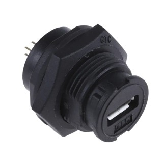 RS PRO USB Connector Panel Mount Micro USB Type AB Female Straight Orientation IP67 1 Port 111-6751
