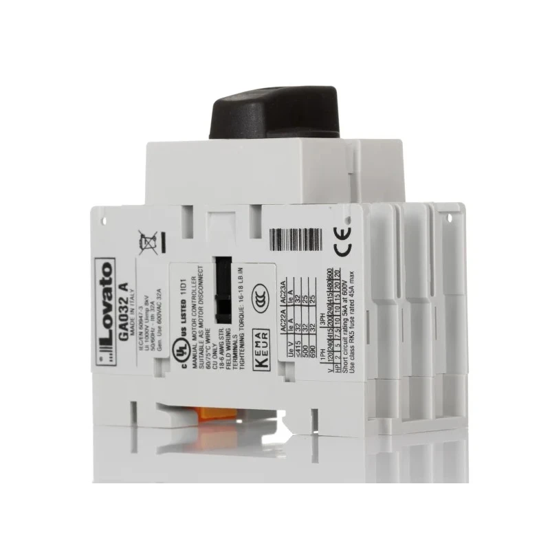 Lovato Electric 3-Pole Panel Isolator Switch IP65, 32A, 15 kW, Screw Terminal, Black Handle 
