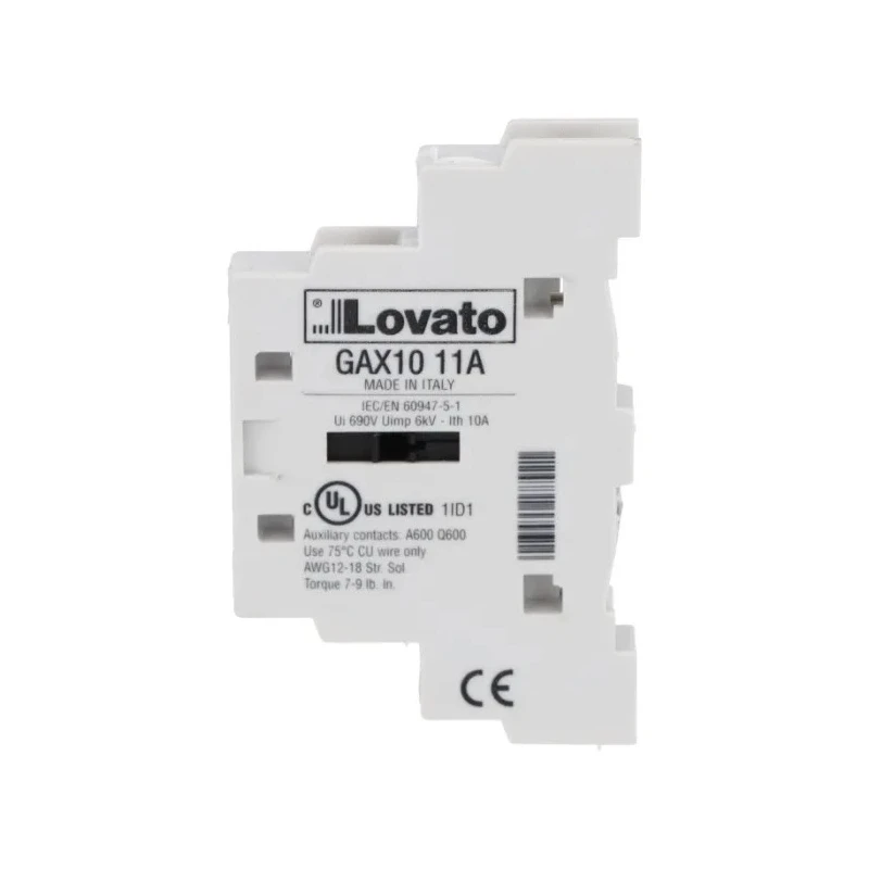 Lovato Electric Switch Disconnector Auxiliary Switch 1 NO/1 NC, GAX Series for Use with GA-A, GA063SA & GA-D GA063SA