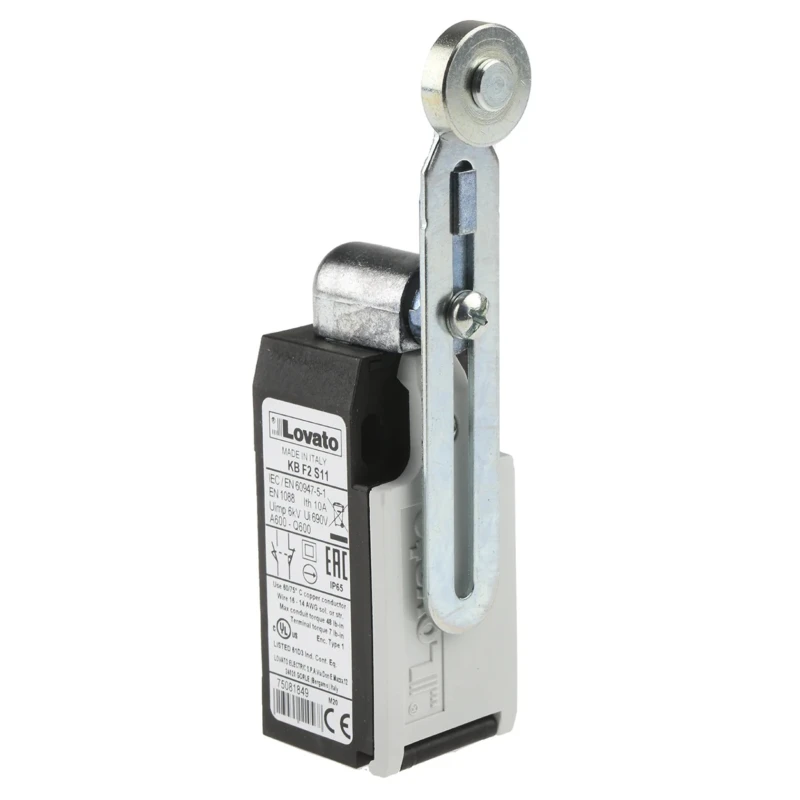 Lovato Electric K Series Adjustable Roller Lever Limit Switch, IP20/IP65, Polymer Thermoplastic Housing, 690V AC, 10A 