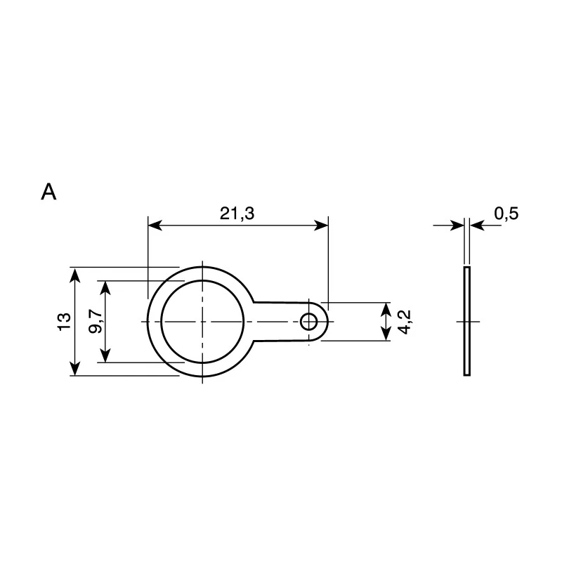 Telegartner Brass Nickel Plated Solder Tag with 9.7mm Inside Diameter and 21.3mm Overall Length C04001A1263