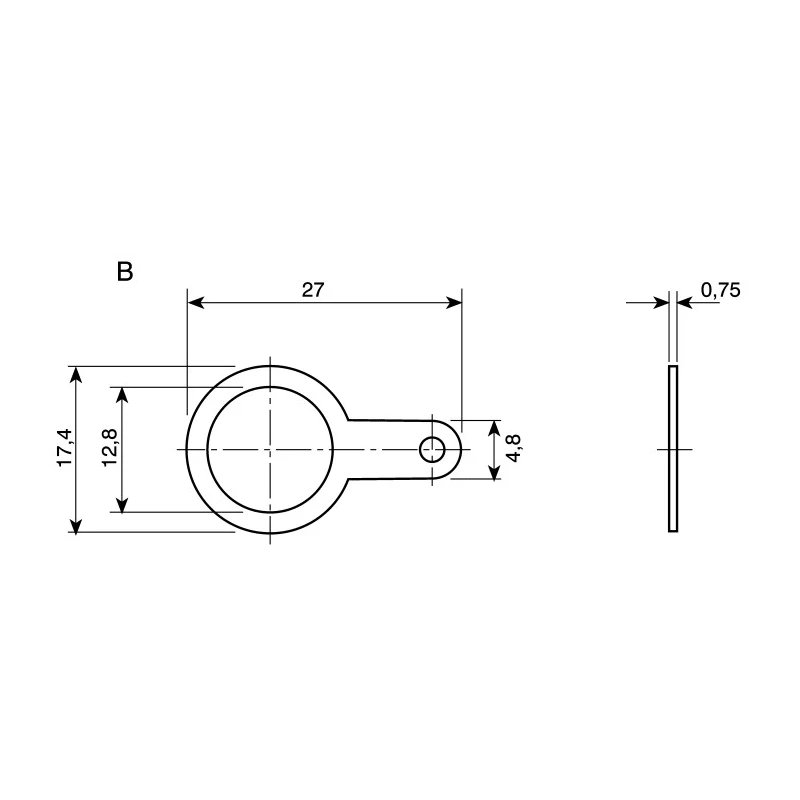 Telegartner Brass Nickel Plated Solder Tag with 9.7mm Inside Diameter and 21.3mm Overall Length C04001A1263