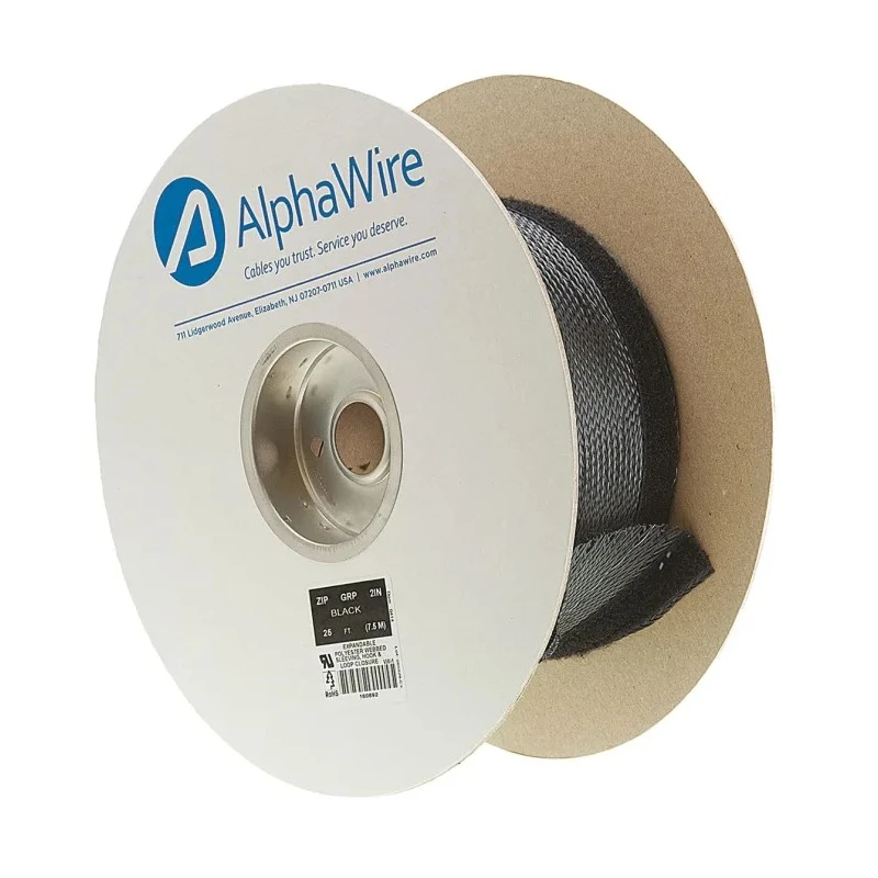 Alpha Wire Black Spiral Cable Wrap Polyethylene Terephthalate 7 m Length 60.325 mm Diameter ZGRP7/8 BK008