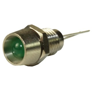 RS PRO Green Panel Mount Indicator with Recessed Silver Bezel 3.1V 20mA 17mm Length 113-4312