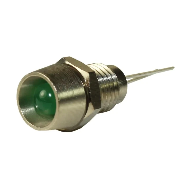 RS PRO Green Panel Mount Indicator with Recessed Silver Bezel 3.1V 20mA 17mm Length 113-4312