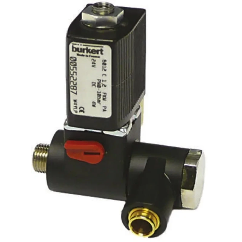 Burkert 3 Port Normally Closed Solenoid Valve 230V AC Polyamide Body 425290