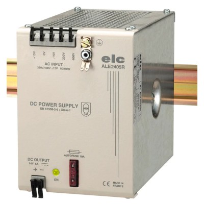 ELC ALE Linear DIN Rail Power Supply 1 Phase 230/400V AC Input 24V DC 5A Output 120W ALE2405R