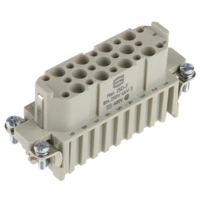 HARTING Heavy Duty Power Connector Insert Han D Series Female 25 Contacts 10A 250V 09210253101