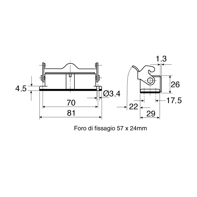 HARTING Han A Range Heavy Duty Power Connector Housing Bulkhead Mount IP65 Die Cast Aluminium Body 10A 09200100301