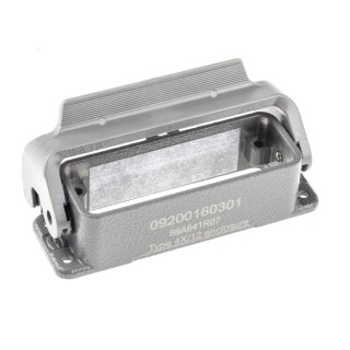 HARTING Han A Range Heavy Duty Power Connector Housing 16A Bulkhead Mount Die Cast Aluminium IP65 09200160301