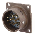 ITT Cannon MIL Spec Circular Connector Copper Alloy Straight 12 Way Box Mount, Female Connector, Male Contacts KPT02E14-12P