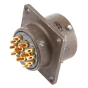 ITT Cannon MIL Spec Circular Connector Copper Alloy Straight 12 Way Box Mount, Female Connector, Male Contacts KPT02E14-12P