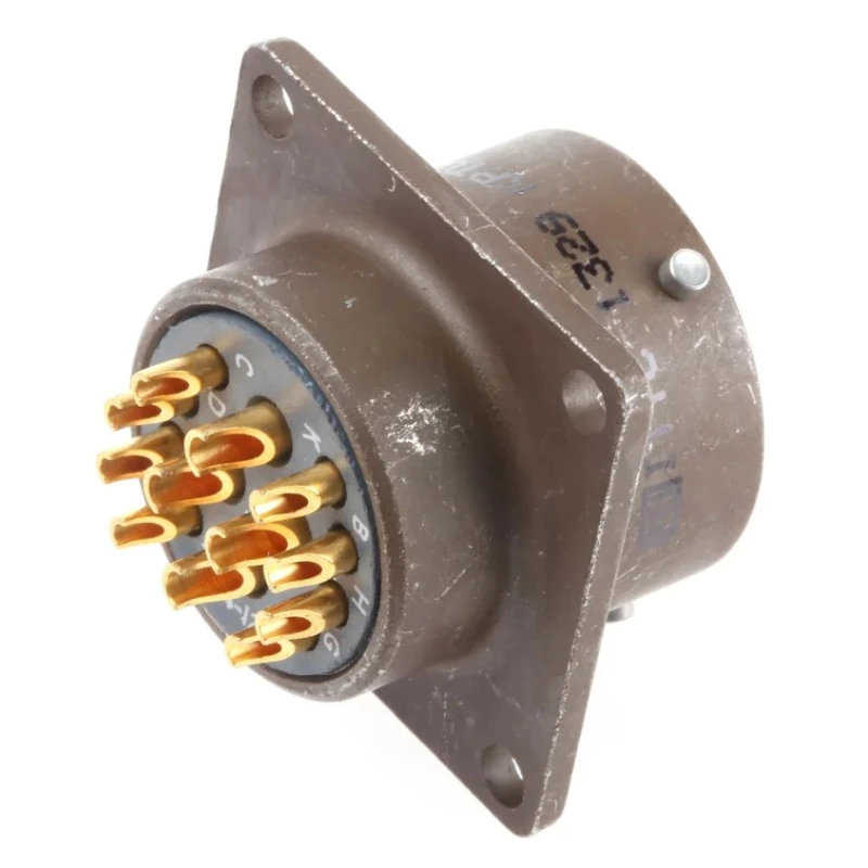 ITT Cannon MIL Spec Circular Connector Copper Alloy Straight 12 Way Box Mount, Female Connector, Male Contacts KPT02E14-12P
