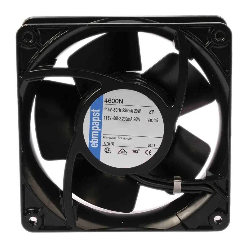 ebm-papst 4000 N Series AC Axial Fan 115V AC 18W 3100 RPM 180 m³/h Airflow IP20 119x119x38 mm 