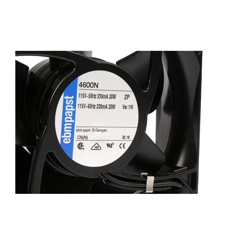 ebm-papst 4000 N Series AC Axial Fan 115V AC 18W 3100 RPM 180 m³/h Airflow IP20 119x119x38 mm 