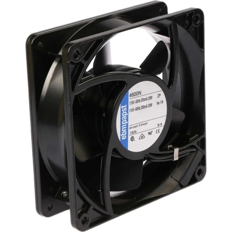 ebm-papst 4000 N Series AC Axial Fan 115V AC 18W 3100 RPM 180 m³/h Airflow IP20 119x119x38 mm 