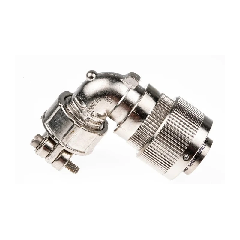 ITT Cannon Copper Alloy Right Angle 6-Way Cable MIL Spec Circular Connector Male Contacts Shell Size 14S CA08COM-E14S-6P-B