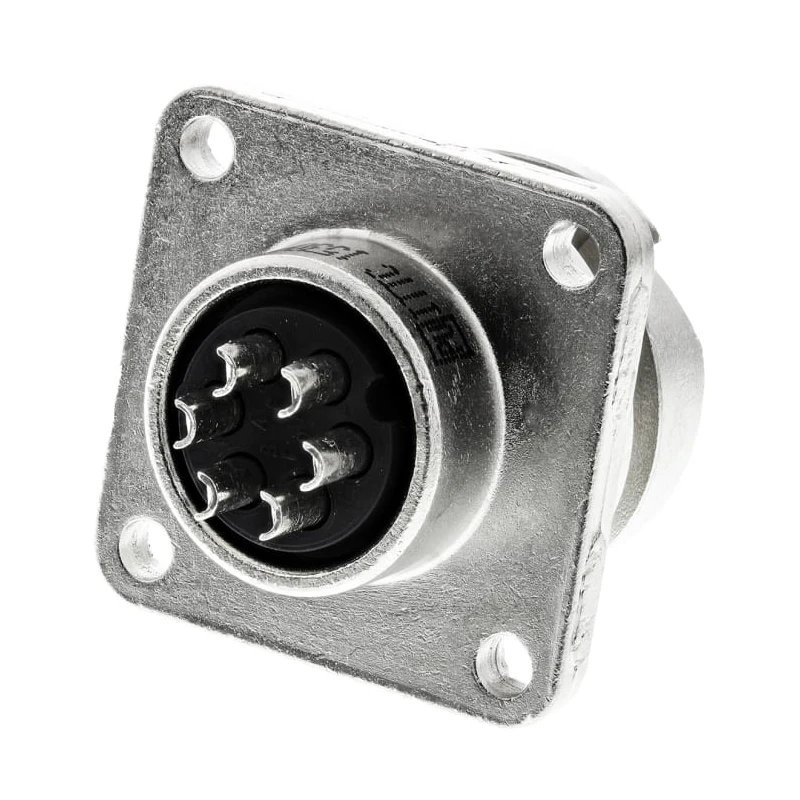 ITT Cannon CA-COM Copper Alloy Straight 6 Way Box Mount MIL Spec Circular Connector 14S Shell Size CA02COM-E14S-6P-B