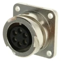 ITT Cannon MIL Spec Circular Connector CA-COM Copper Alloy Straight 6 Way Box Mount Female Contacts 22A CA02COM-E14S-6S-B