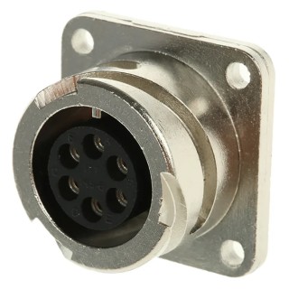 ITT Cannon MIL Spec Circular Connector CA-COM Copper Alloy Straight 6 Way Box Mount Female Contacts 22A CA02COM-E14S-6S-B