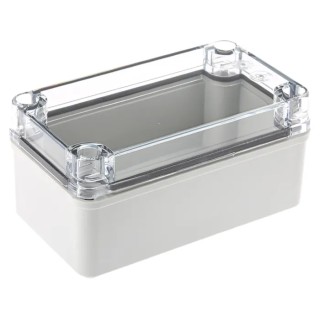 Fibox Piccolo Series Polycarbonate Enclosure Grey Transparent Lid IP66, IP67, IK08, 65 mm x 140 mm x 80 mm 