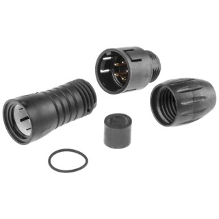binder Circular Connector, 5 Contacts, Miniature Cable Plug, Male, IP67, Polyamide Housing, Gold-Plated Brass 99-9113-00-05