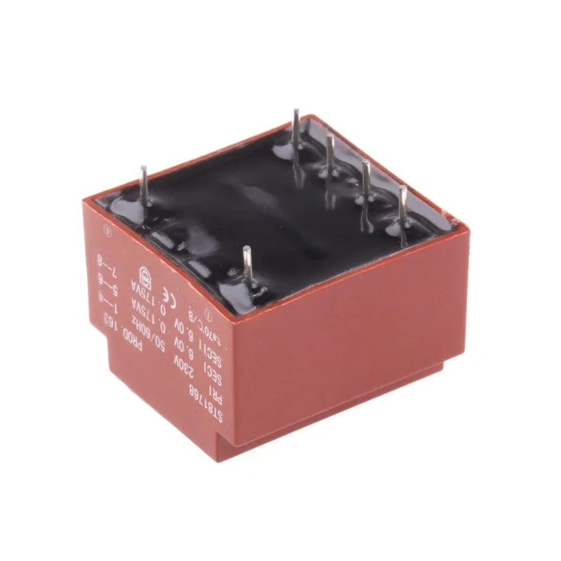 RS PRO 2 x 6 V AC 2 Output PCB Transformer, 0.35 VA, 230 V AC Primary, Independent Secondary, 50-60 Hz, RoHS, CE 121-3820