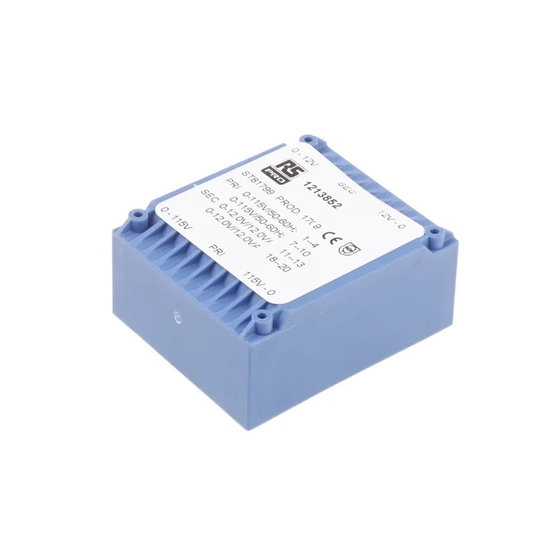 RS PRO 2 x 12 V AC 2 Output PCB Transformer 24VA, IECBSEN 615581, ASNZS 61558-6, IECBSEN 615586, CE, RoHS 121-3852