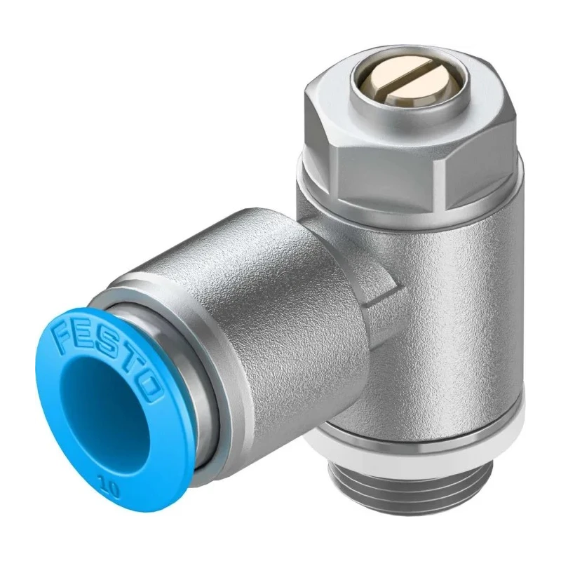 Festo GRLA Series Flow Controller Exhaust Valve, Threaded ISO 1179-1 and ISO 228-1, Operating Pressure 0.2 GRLA-1/4-QS-10-D
