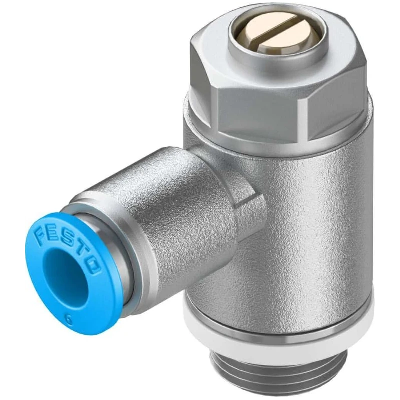 Festo GRLA Series Flow Controller Exhaust Valve Stainless Steel Reinforced POM Polyamide GRLA-1/4-QS-6-D