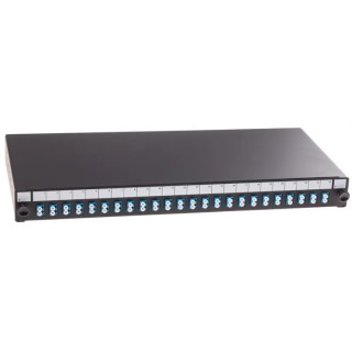 RS PRO 24 Port LC Duplex Fibre Optic Patch Panel With 24 Ports Populated, 1U Rack Height, Steel, 44mm Height 482mm 121-3959