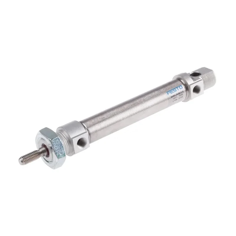 Festo Pneumatic Cylinder Double Acting 20 mm Bore 80 mm Stroke Elastomer Cushioning Direct Mount DSNU-20-80-P-A