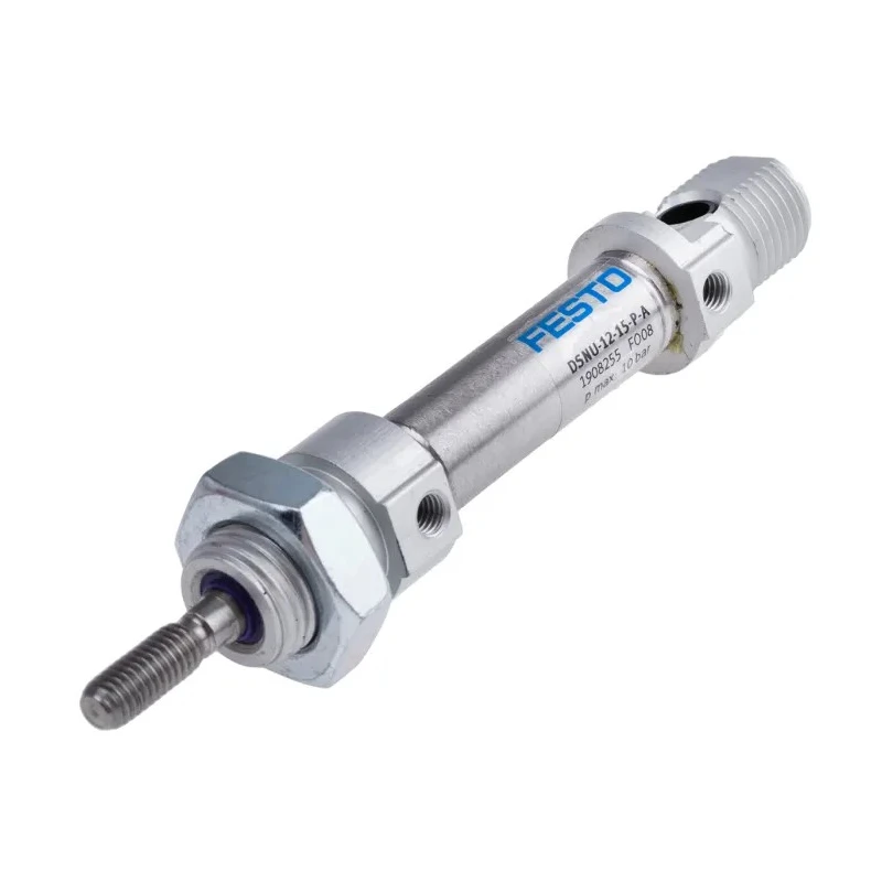 Festo Pneumatic Cylinder 12 mm Bore, 15 mm Stroke, Elastomer Cushioning, Flange and Foot Mount, DSNU-12-15-P-A