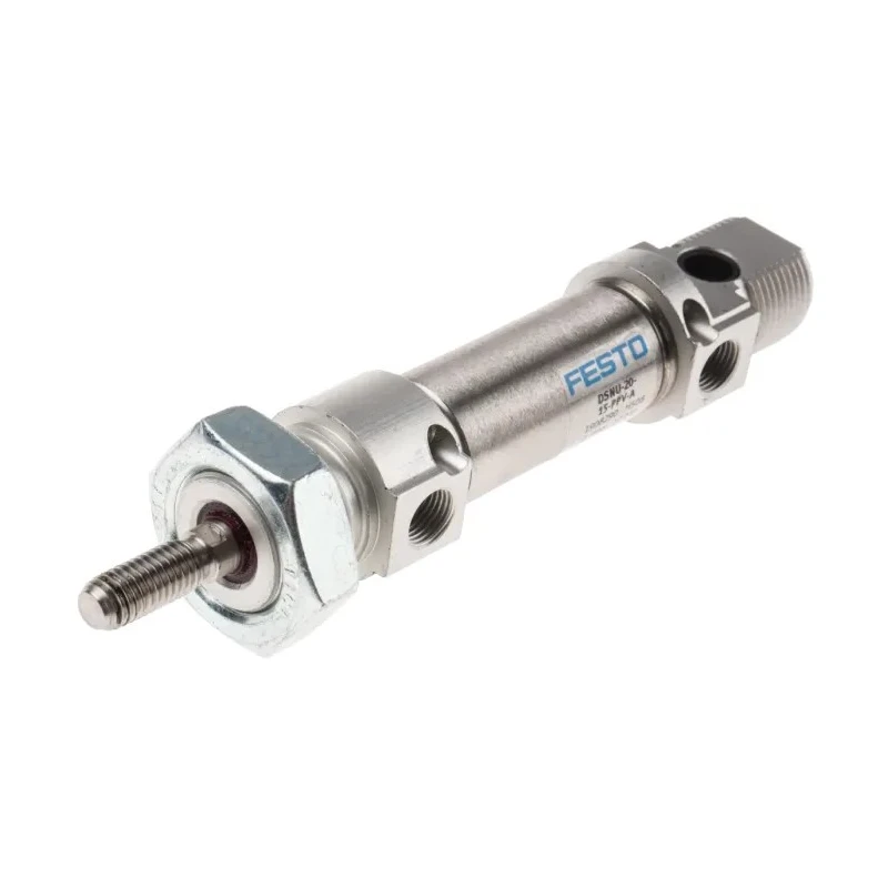 Festo Pneumatic Cylinder DSNU Series 20 mm Bore, 15 mm Stroke, Adjustable Pneumatic Cushioning DSNU-20-15-PPV-A