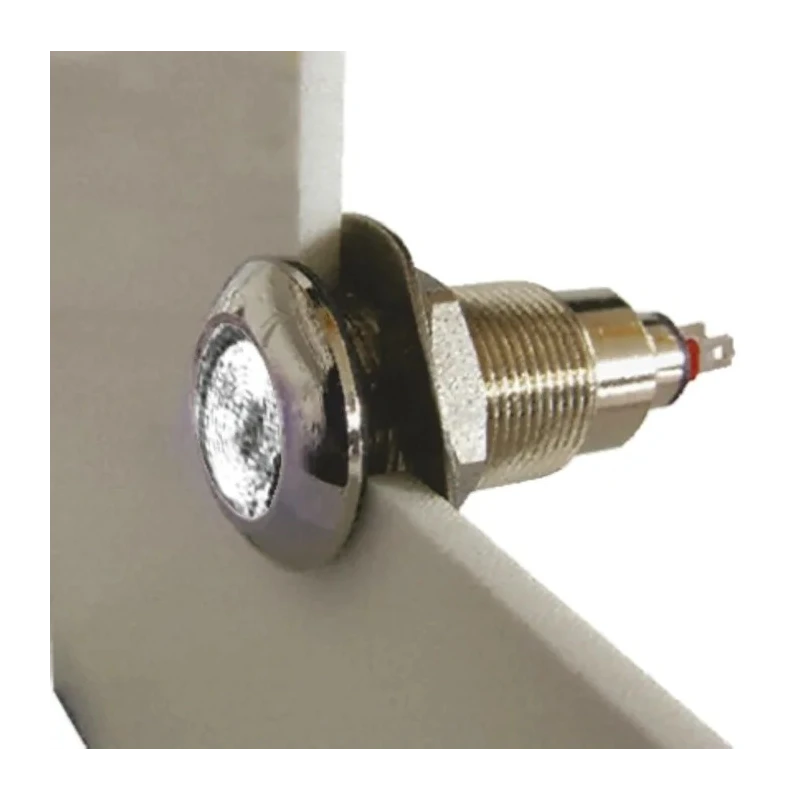 Marl White Panel Mount Indicator, 12V, 28V, Solder Tab Termination, IP67, Prominent Bezel 531-997-63