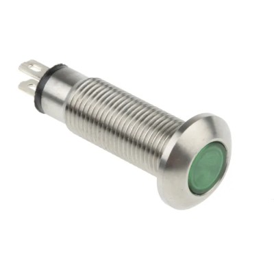 Marl Panel Mount LED Indicator Green Lens, 8.1 mm Mount Hole, Solder Tab Termination, IP67 Rated, 12-28V DC 534-532-63