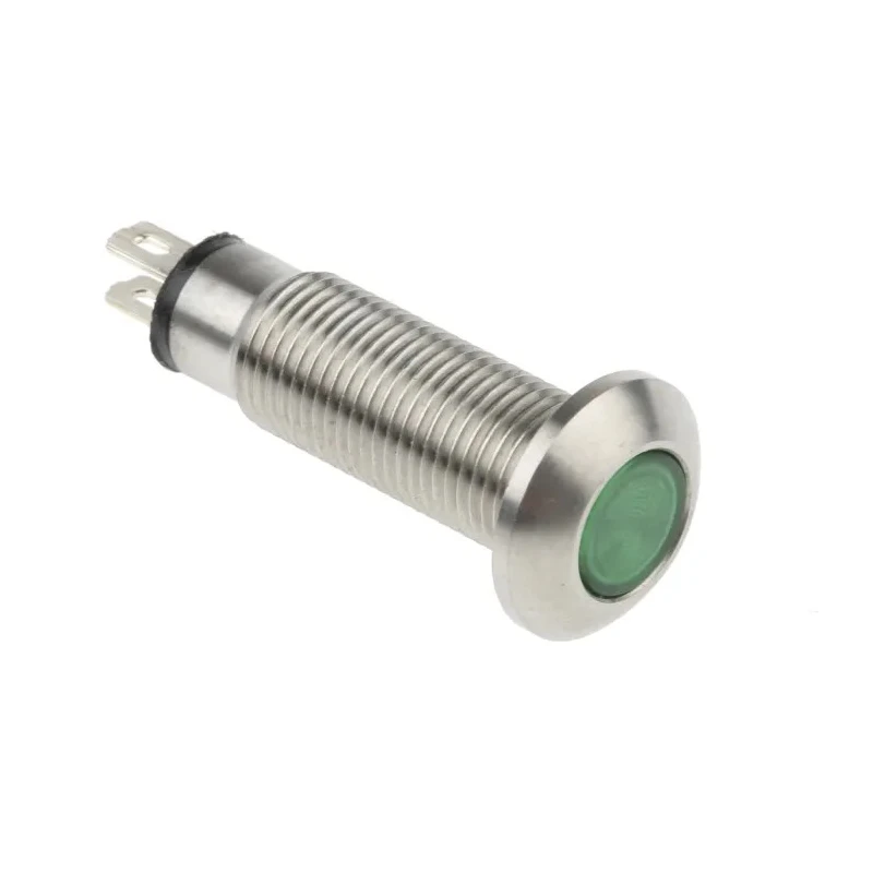 Marl Panel Mount LED Indicator Green Lens, 8.1 mm Mount Hole, Solder Tab Termination, IP67 Rated, 12-28V DC 534-532-63
