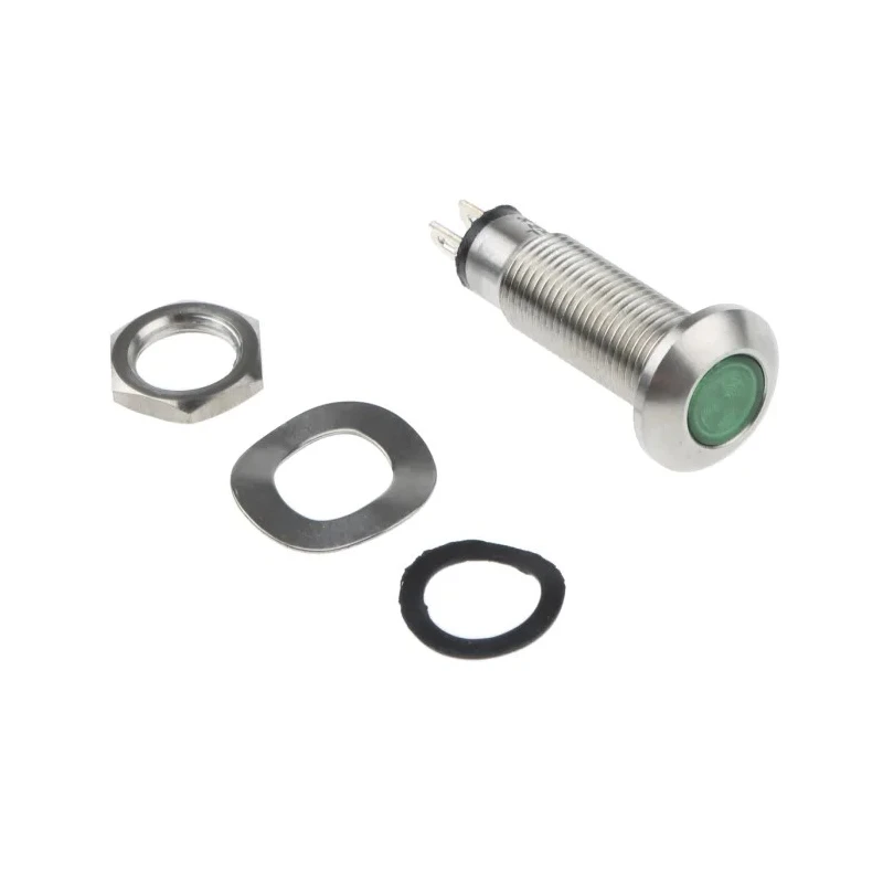 Marl Panel Mount LED Indicator Green Lens, 8.1 mm Mount Hole, Solder Tab Termination, IP67 Rated, 12-28V DC 534-532-63
