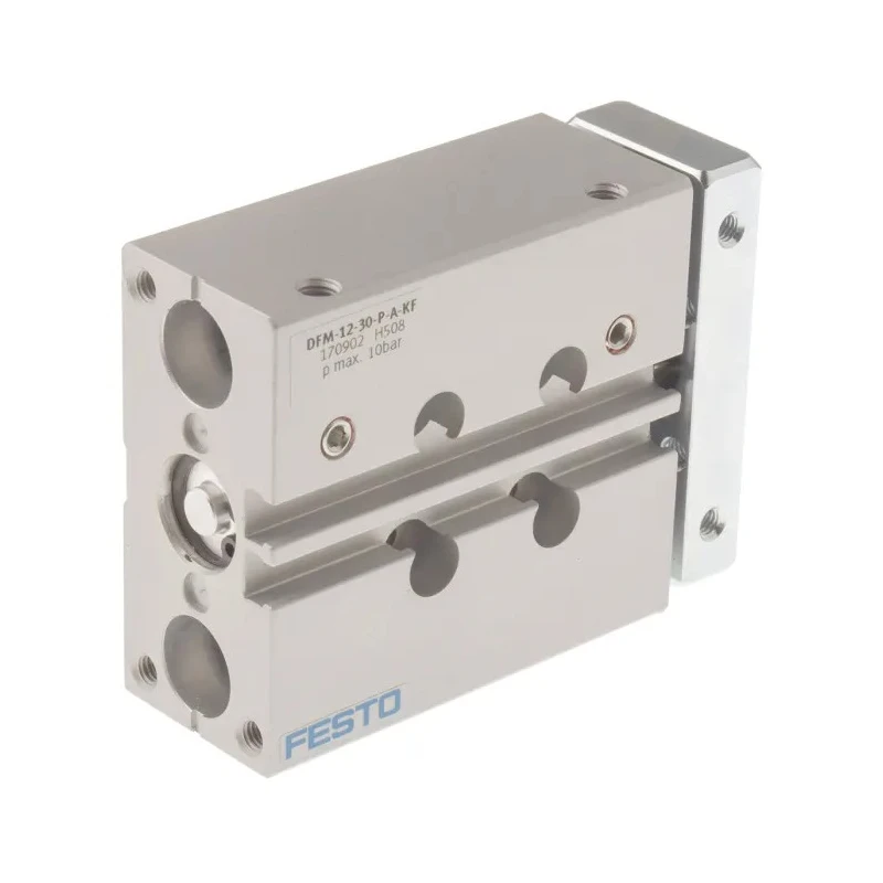 Festo Pneumatic Guided Cylinder 12mm Bore Double Acting 30mm Stroke Through Hole Mount DFM Series DFM-12-30-P-A-KF