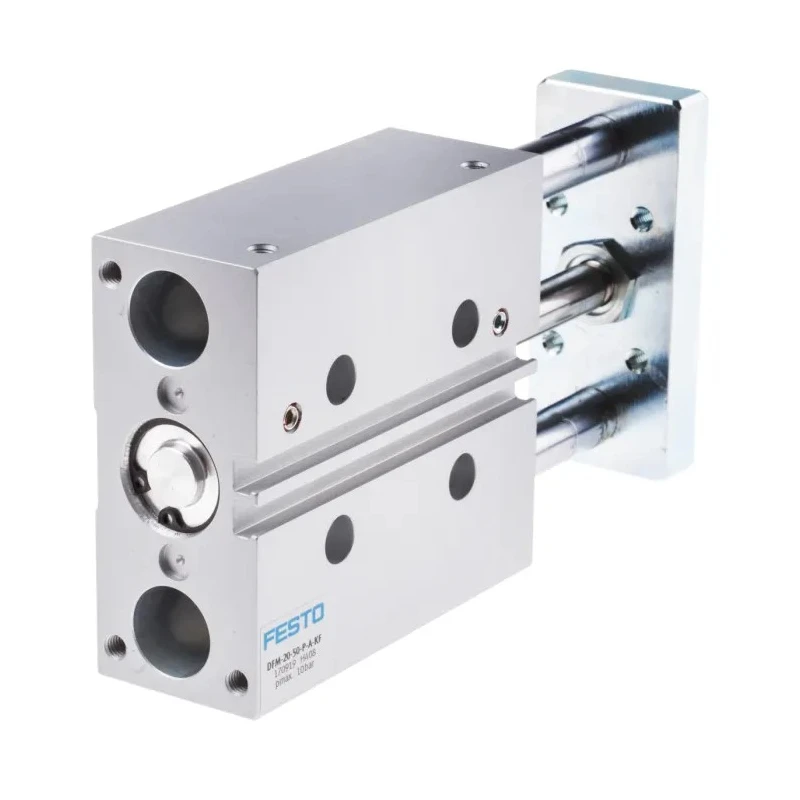 Festo Pneumatic Guided Cylinder 20mm Bore Double Acting Through Hole Mount 10 bar Anodised Aluminium DFM-20-50-P-A-KF
