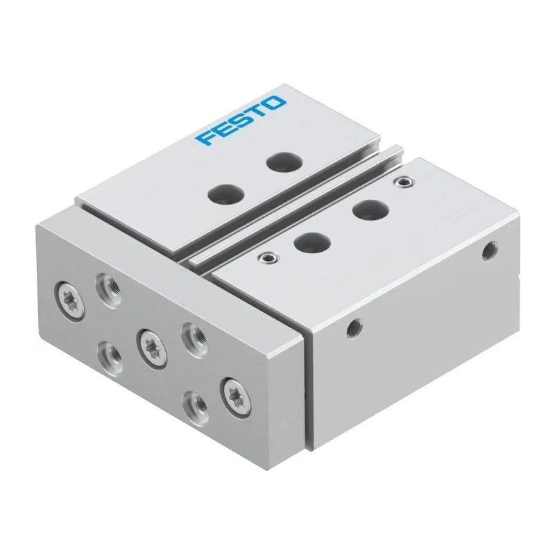 Festo Pneumatic Guided Cylinder DFM Series 20mm Bore, 30mm Stroke Double Acting with Elastic Cushioning and DFM-20-30-P-A-GF