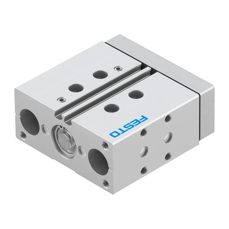 Festo Pneumatic Guided Cylinder DFM Series 20mm Bore, 30mm Stroke Double Acting with Elastic Cushioning and DFM-20-30-P-A-GF
