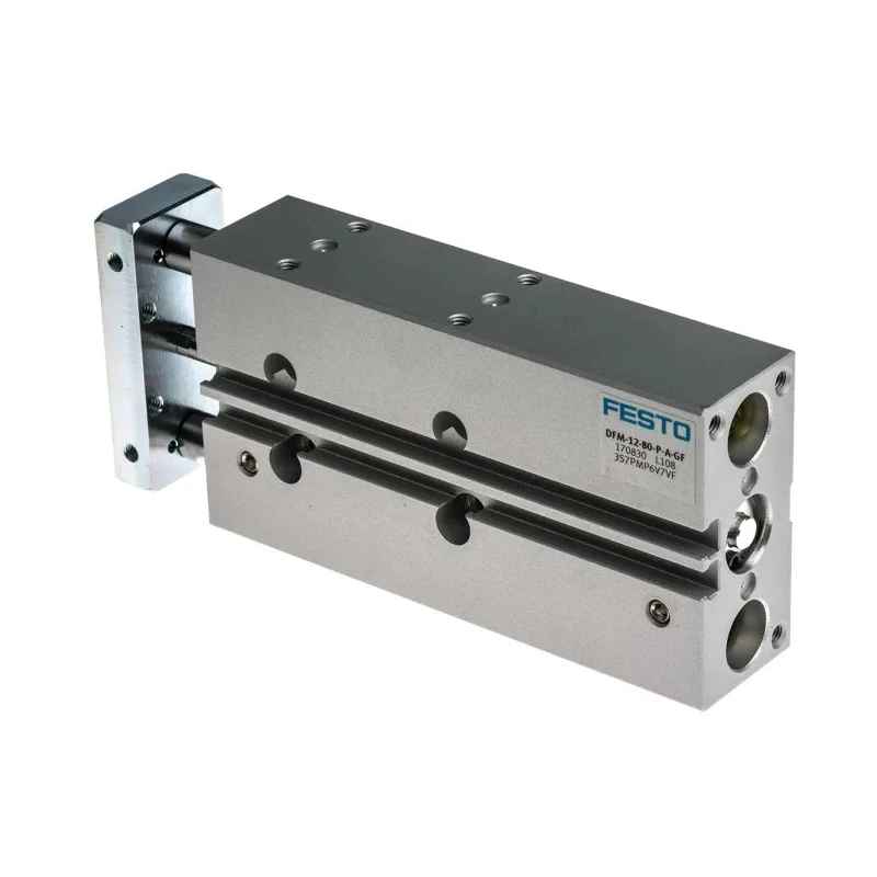Festo Pneumatic Guided Cylinder 12mm Bore, 80mm Stroke, Double Acting, Through Hole Mount, DFM Series DFM-12-80-P-A-GF