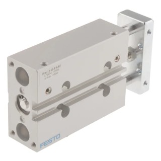 Festo Pneumatic Guided Cylinder 12mm Bore 50mm Stroke 10 Bar Double Acting Through Hole Mount DFM-12-50-P-A-KF
