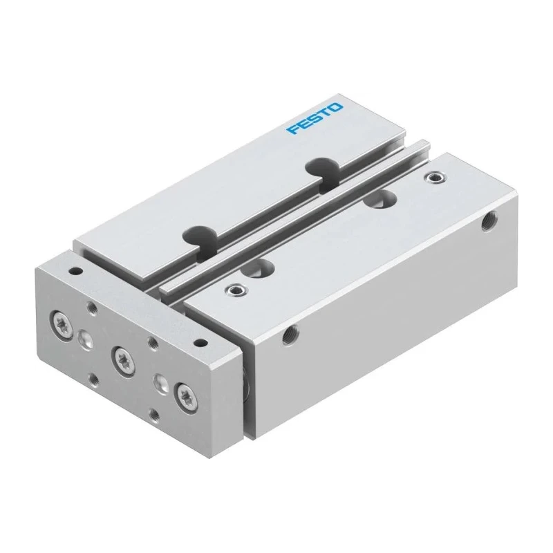 Festo Pneumatic Guided Cylinder 12mm Bore 50mm Stroke 10 Bar Double Acting Through Hole Mount DFM-12-50-P-A-KF