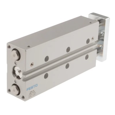 Festo Pneumatic Guided Cylinder 16mm Bore, DFM Series, 100 mm Stroke, Double Acting, Through Hole Mount DFM-16-100-P-A-GF